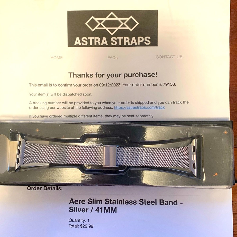 New in box. Wirecutter top pick, Slim Stainless Steel Apple Watch Band (41 mm)